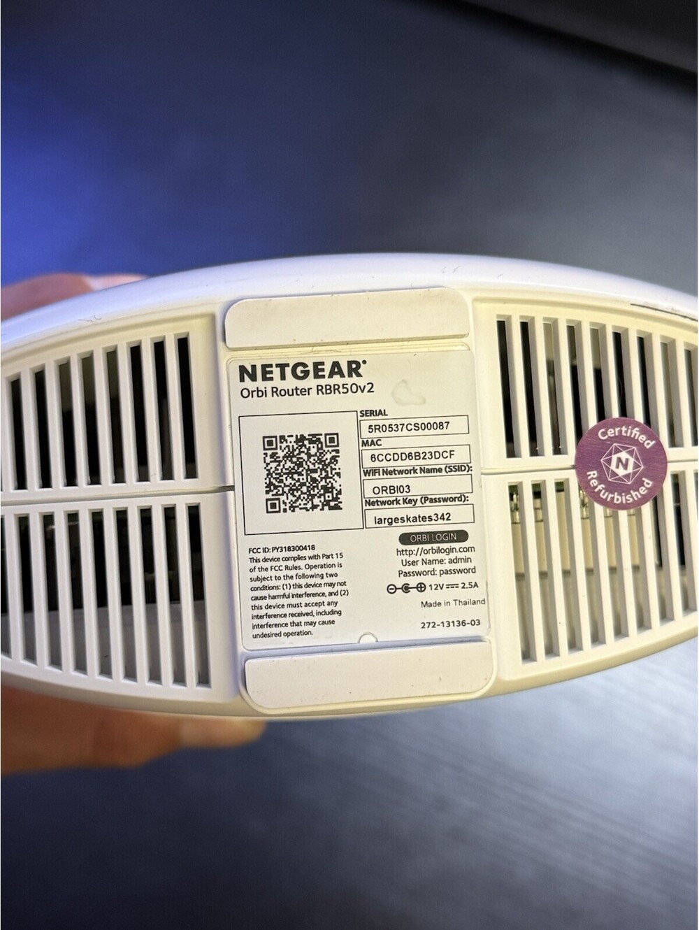 Netgear Orbi RBR50v2 AC3000 Tri-Band Wi-Fi Router - Picture 6 of 7